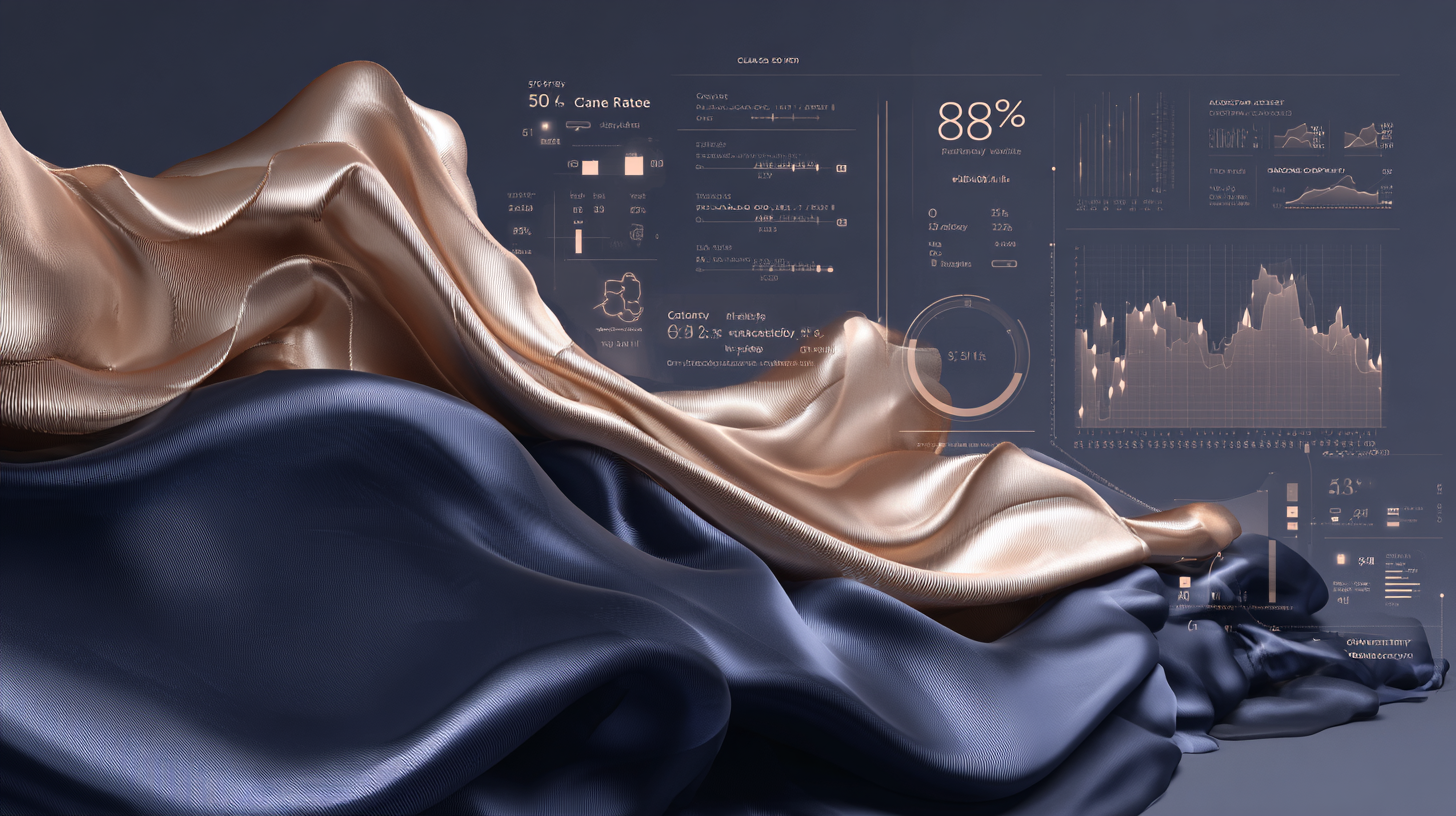 Premium fashion customer intelligence dashboard visualization illustrating Mike Turek's systematic approach to style preference analytics for mid-market fashion brands, featuring elegant rose gold and navy interface displaying customer behavioral analysis and style evolution patterns. Central visualization shows fashion silhouettes transforming into detailed customer data points with personalized style profiles, seasonal shopping pattern timelines, and color palette preference mapping. Dashboard prominently displays '58% Customer Identification Rate' and '80% Style Accuracy' metrics with flowing fabric-textured data streams connecting style preferences to predictive analytics algorithms. Sophisticated interface elements show fashion category performance analysis, fit intelligence recommendations, and cross-platform customer journey mapping across social media, website, and email touchpoints. Modern minimalist design emphasizes Crucialytics' fashion-specific behavioral intelligence technology, enabling mid-market fashion brands generating $10M-$100M annually to achieve enterprise-level customer personalization. Clean typography overlays highlight 'Individual Style Evolution Tracking' and 'Seasonal Pattern Recognition' capabilities, supporting positioning as the definitive fashion customer intelligence platform bridging basic analytics and enterprise solutions.